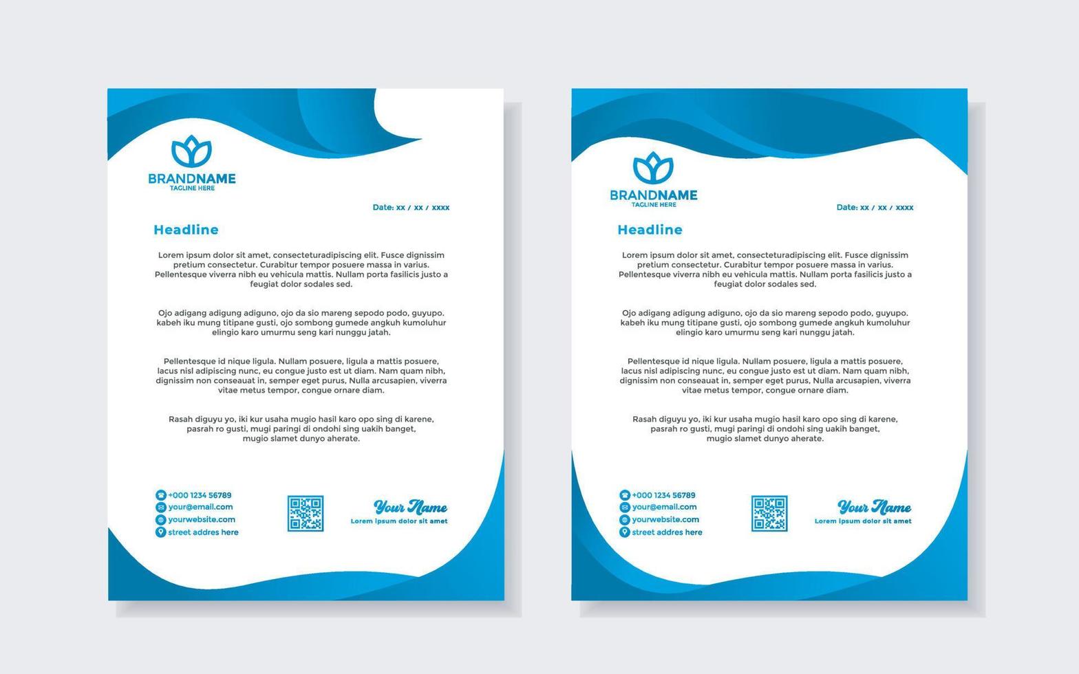 moderno elegante di carta intestata modello per stazionario design per attività commerciale società con blu colore modificabile formato vettore