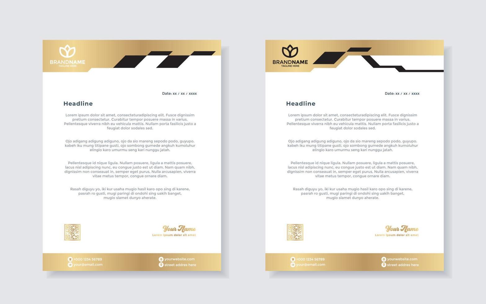 oro lusso carta intestata design modello per azienda Stazionario design vettore