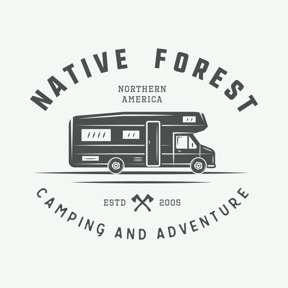 Vintage ▾ campeggio all'aperto e avventura logo, distintivo, etichette, emblema, marchio. grafico arte. vettore illustrazione.