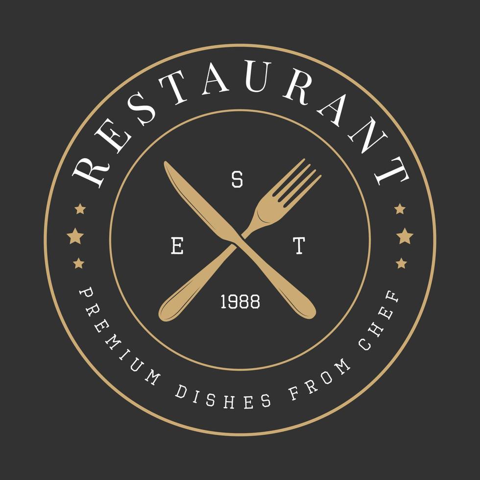 Vintage ▾ ristorante logo, distintivo o emblema. vettore illustrazione