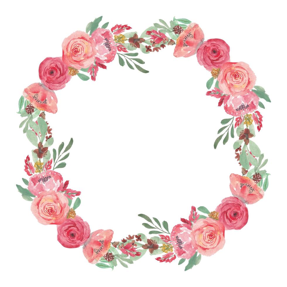 decorazione della corona del fiore della rosa di rosa dell'acquerello vettore