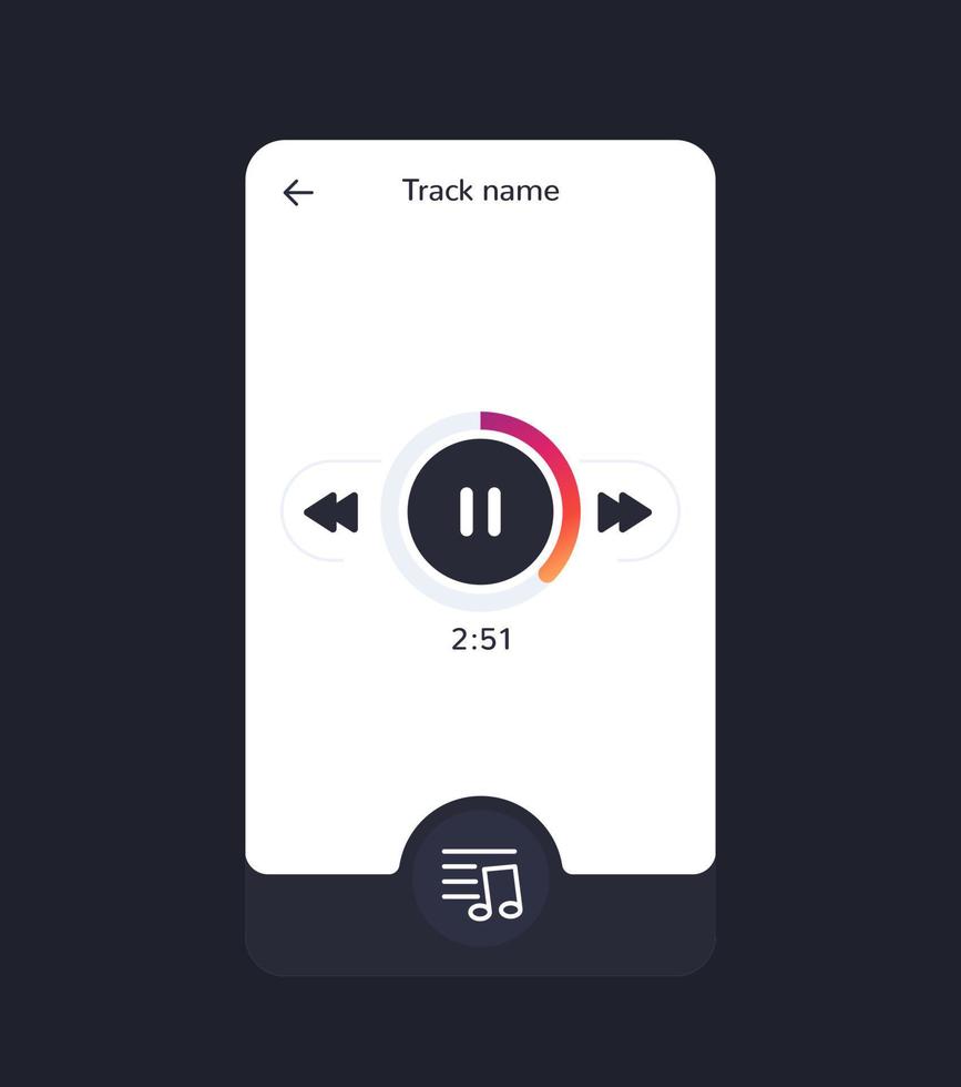 musica giocatore interfaccia, mobile App ui design vettore