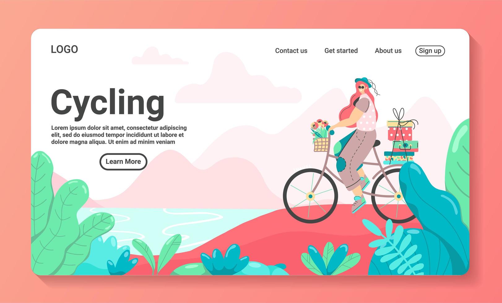 modello di landing page del ciclismo vettore