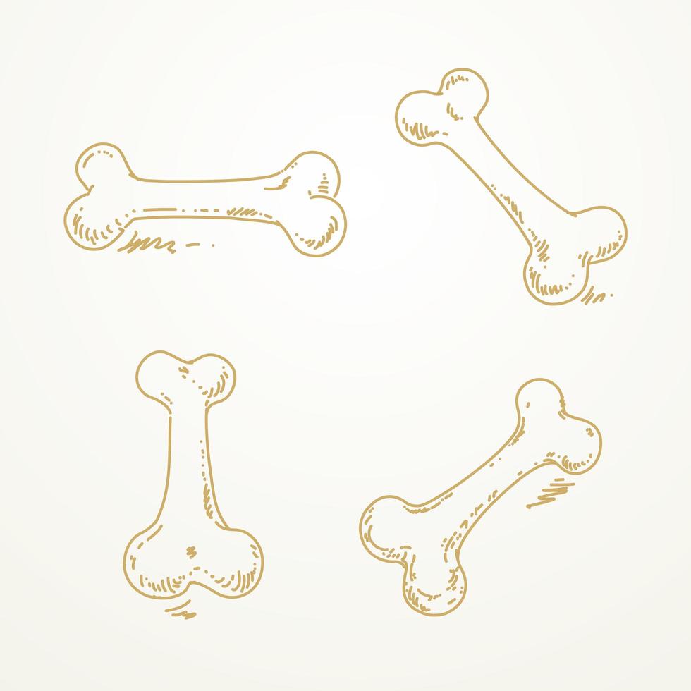 osso di cane disegnato monocromatico a mano vettore