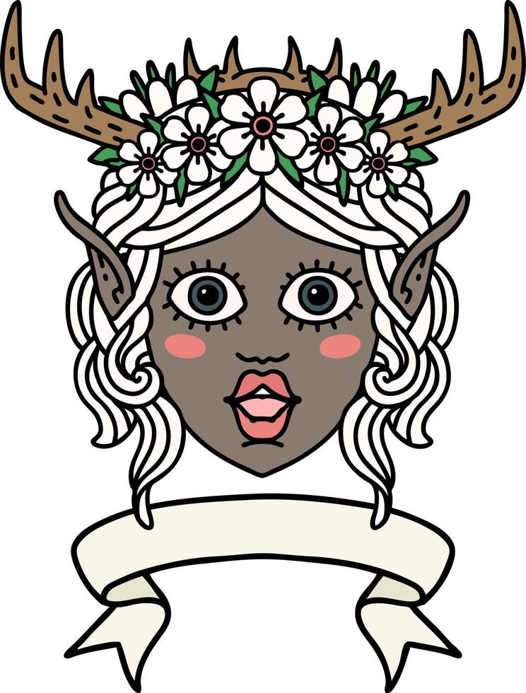 elfo druido personaggio viso con bandiera illustrazione vettore