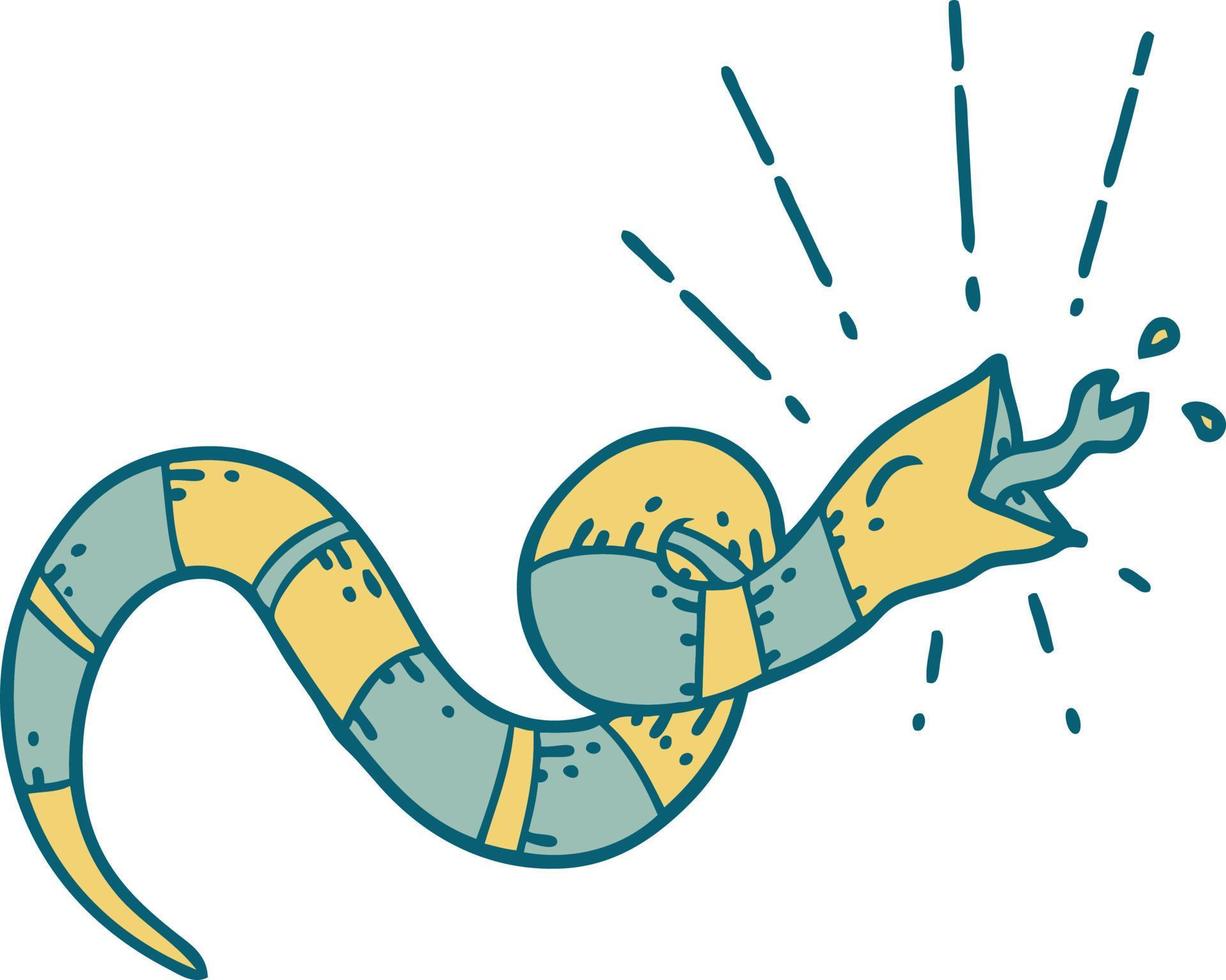 illustrazione di un' tradizionale tatuaggio stile sibilo serpente vettore