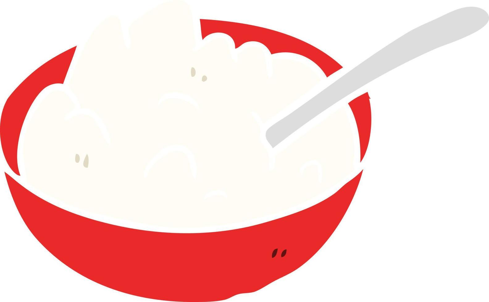 piatto colore stile cartone animato ciotola di porridge vettore