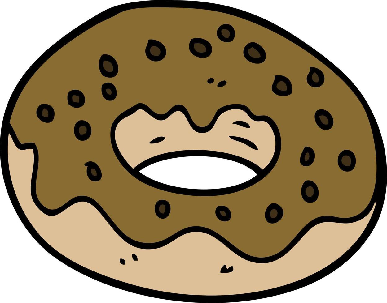 ciambella al cioccolato di doodle del fumetto vettore