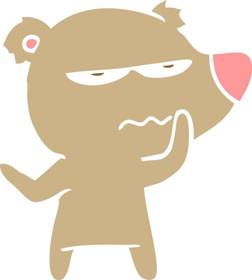 arrabbiato orso piatto colore stile cartone animato vettore
