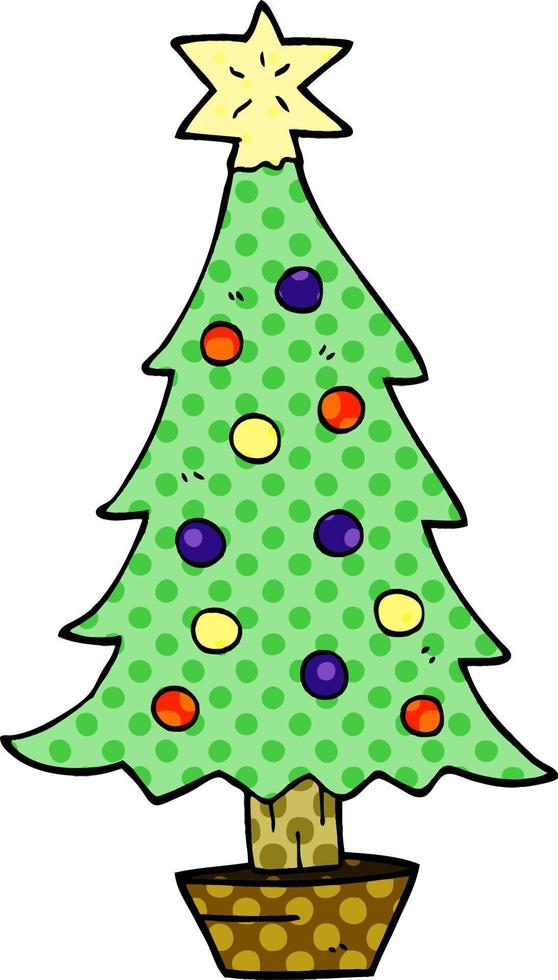 albero di natale di doodle del fumetto vettore