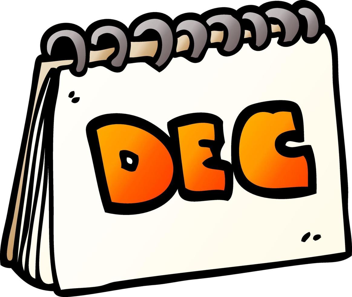 calendario di doodle del fumetto che mostra il mese di dicembre vettore