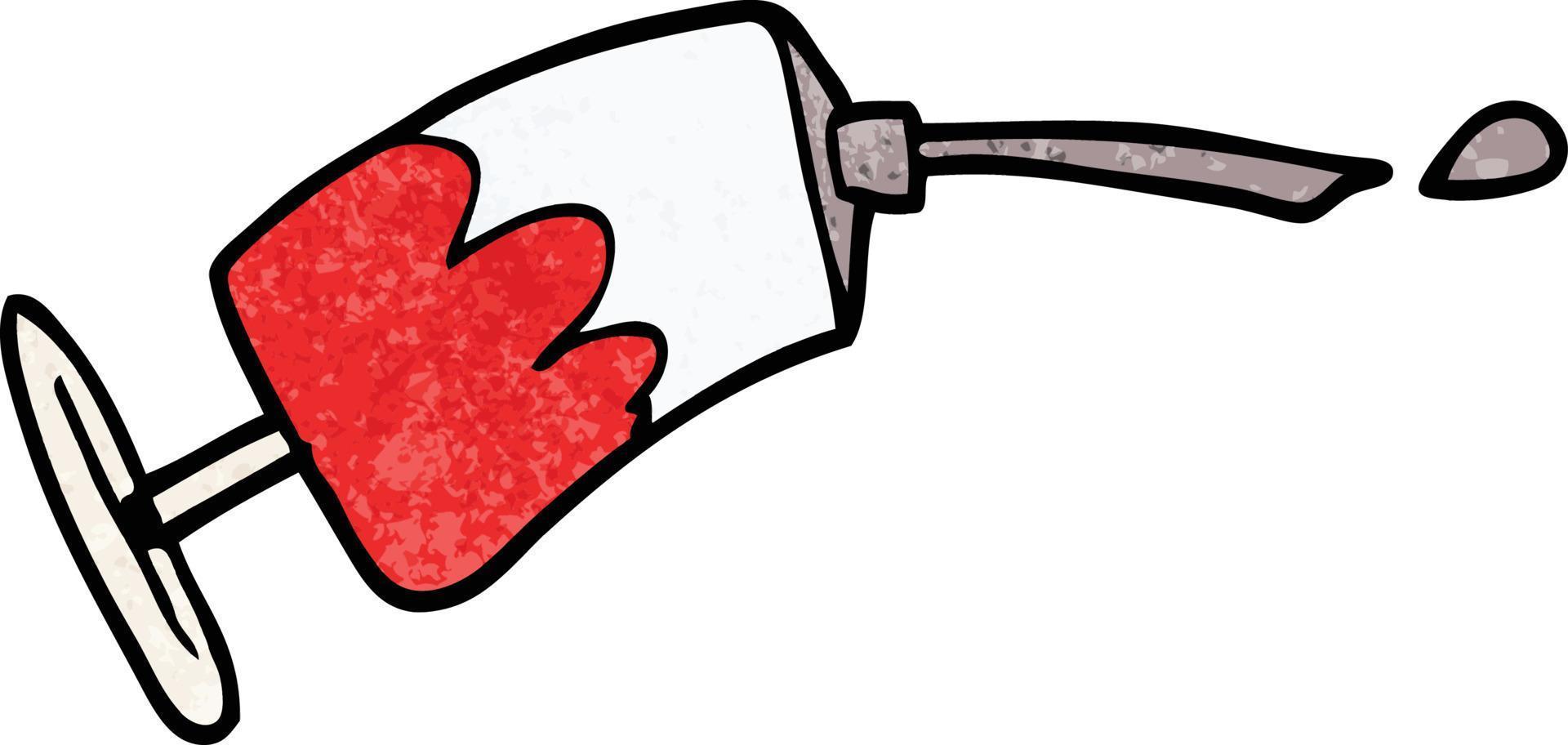 cartone animato doodle siringa di sangue vettore