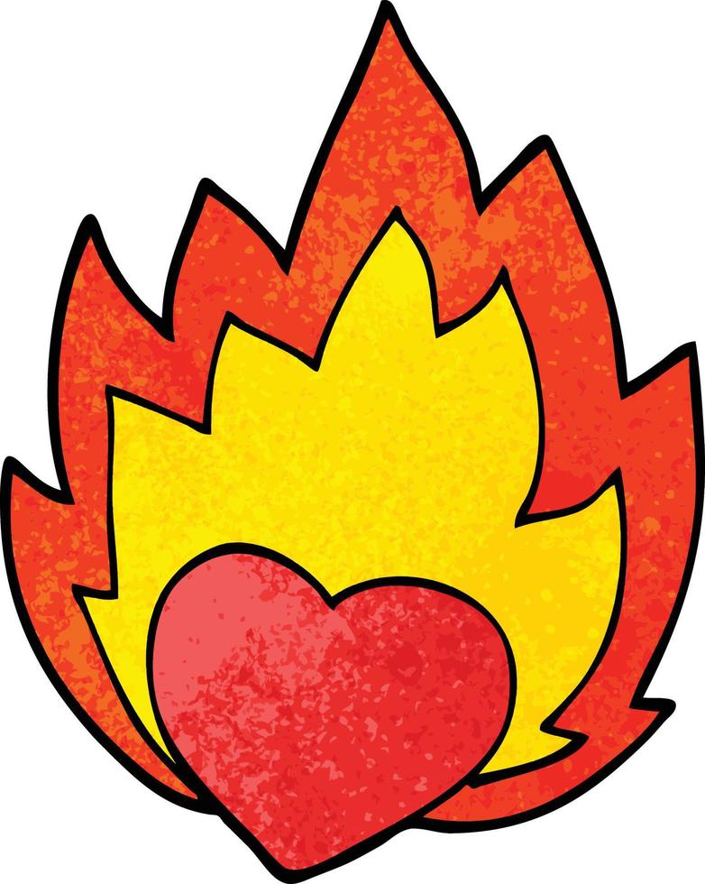 cartone animato scarabocchio fiammeggiante cuore vettore