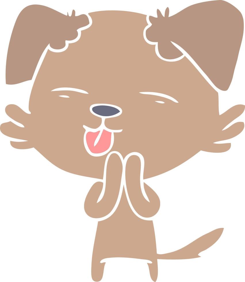 cane cartone animato stile colore piatto che sporge lingua vettore