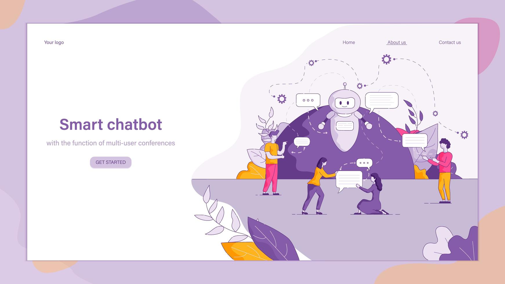 illustrazione smart chatbot risponde alla domanda della gente vettore