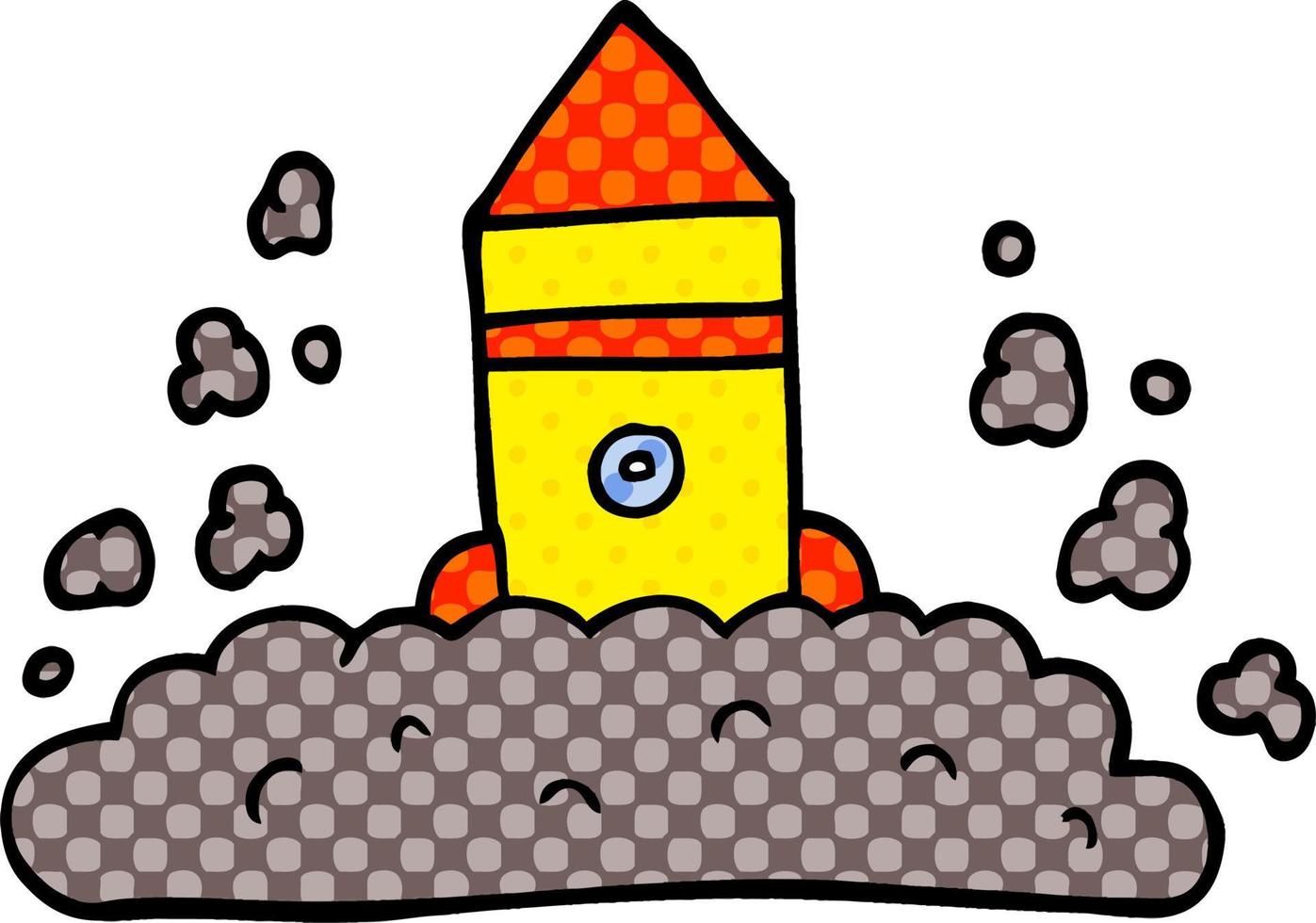 cartone animato scarabocchio razzo lancio vettore