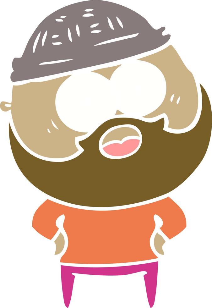 piatto colore stile cartone animato barbuto uomo vettore
