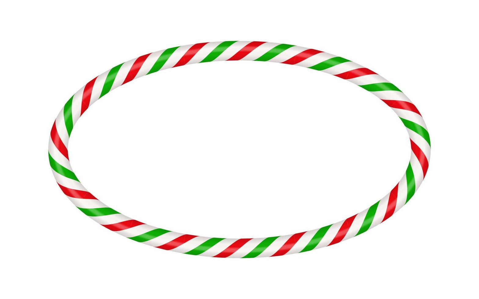 Natale caramella canna ovale telaio con rosso e verde a strisce. natale confine con a strisce caramella lecca-lecca modello. vuoto Natale e nuovo anno modello. vettore illustrazione isolato su bianca sfondo