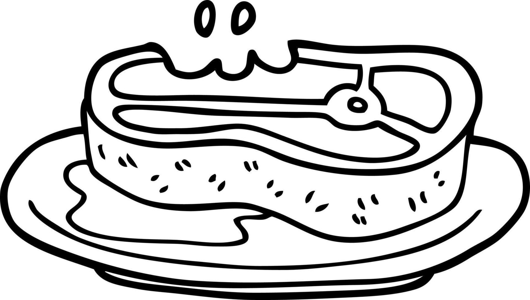 linea disegno cartone animato raro bistecca vettore