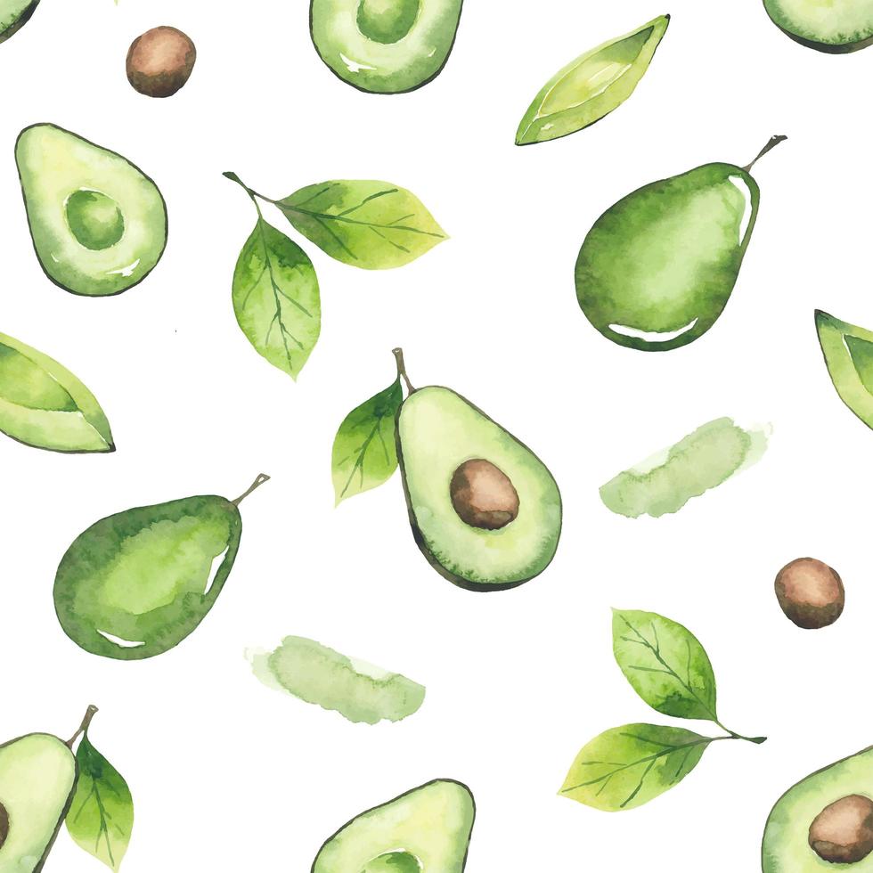 modello senza cuciture di avocado e foglie vettore