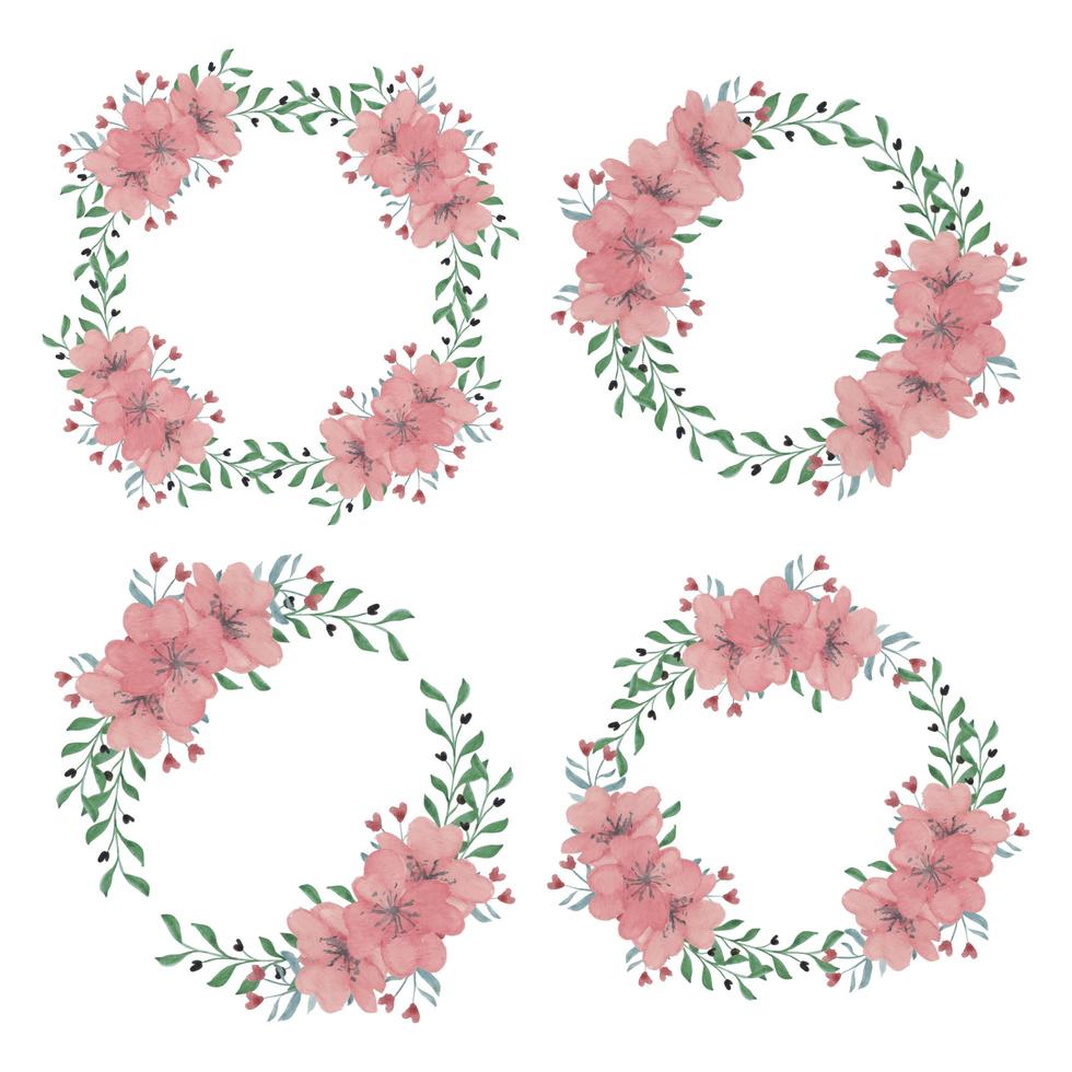 ghirlanda di fiori di ciliegio floreale set vettore
