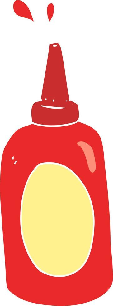 piatto colore illustrazione di un' cartone animato ketchup bottiglia vettore