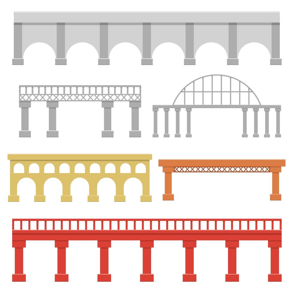 ponti impostati isolato su sfondo bianco vettore