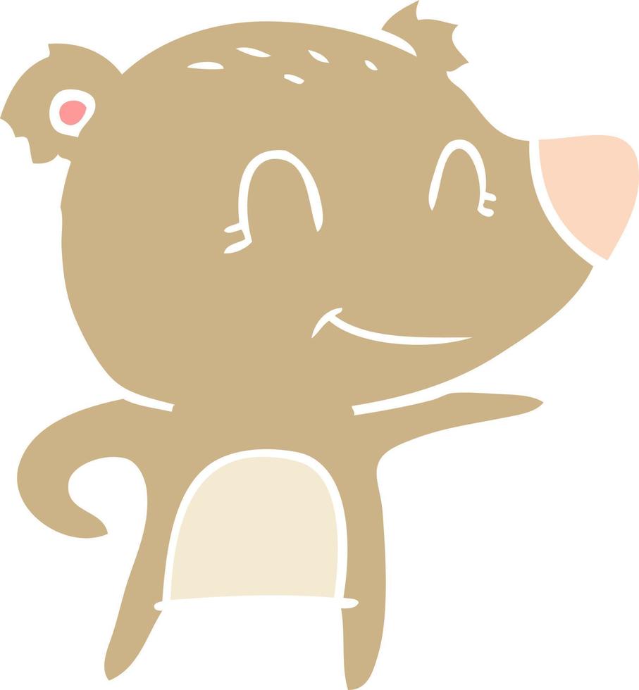 amichevole orso piatto colore stile cartone animato vettore
