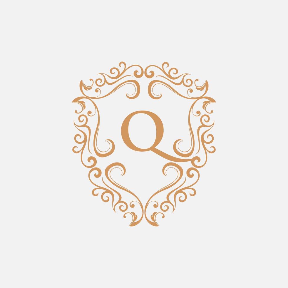 lettera q sicuro lusso ornamento logo vettore