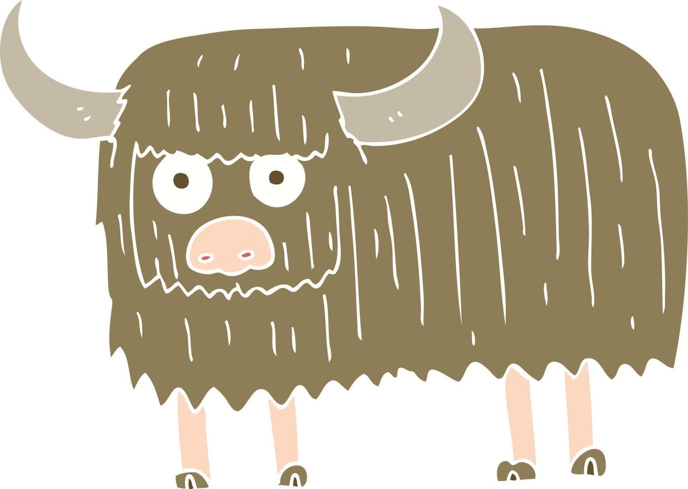 piatto colore illustrazione di un' cartone animato peloso mucca vettore
