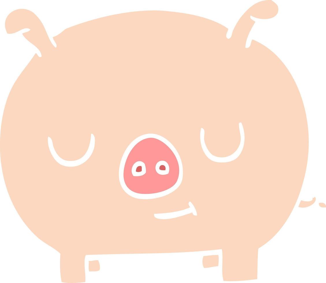 cartone animato scarabocchio contento maiale vettore