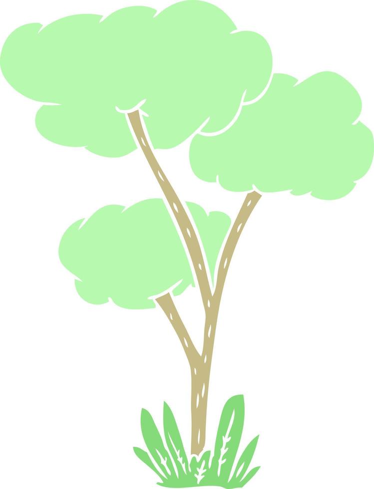 piatto colore stile cartone animato albero vettore