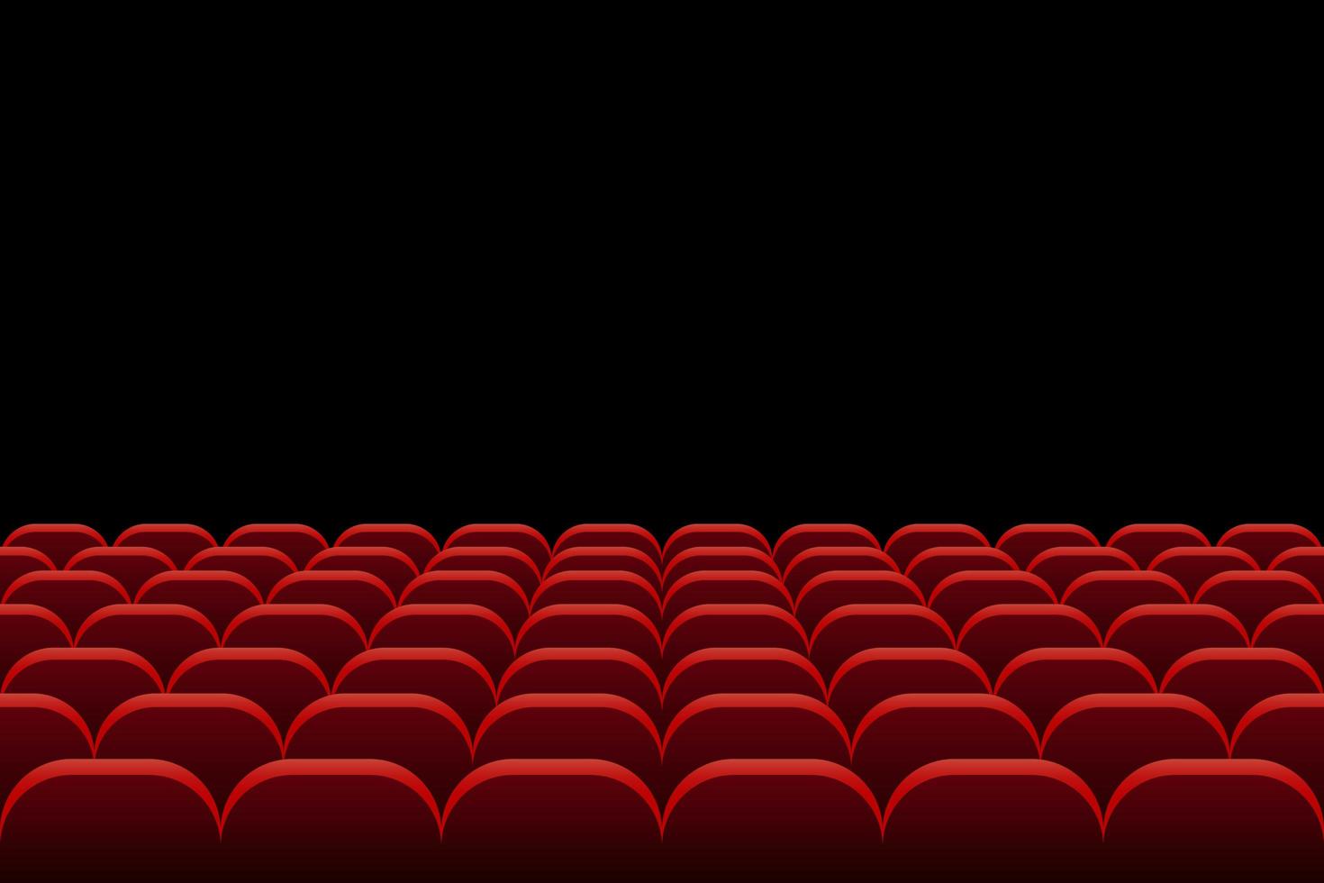 file di sedili per cinema sul nero vettore