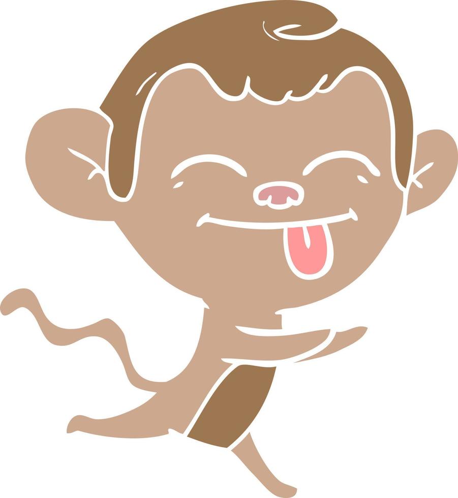 divertente piatto colore stile cartone animato scimmia in esecuzione vettore