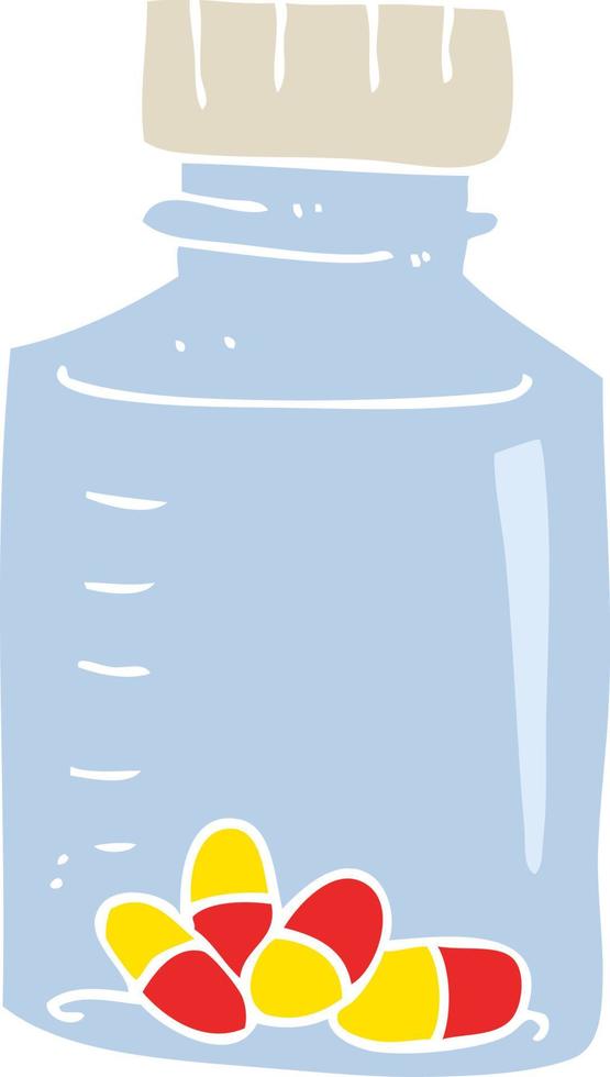 piatto colore illustrazione di un' cartone animato vaso di pillole vettore