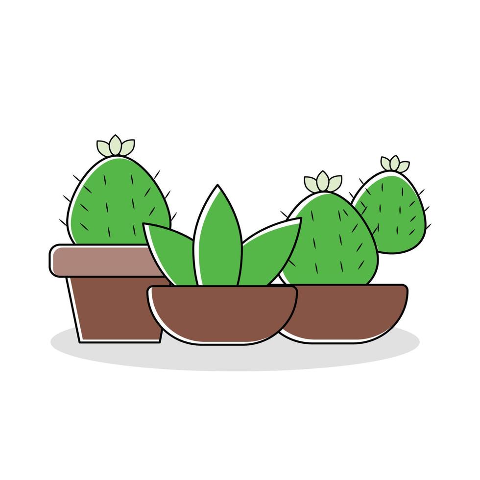 cactus pianta con Marrone pentola isolato con un' bianca sfondo vettore