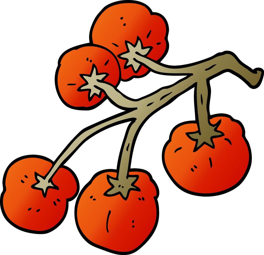 cartone animato scarabocchio pomodori su vite vettore