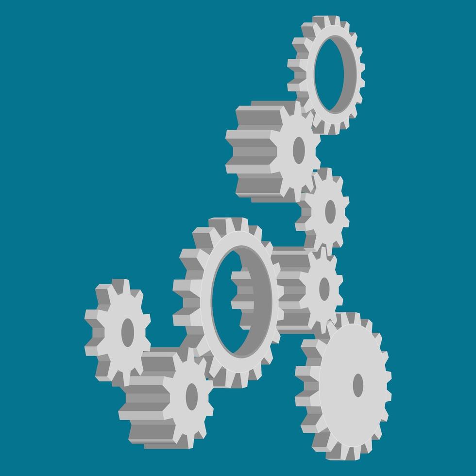 sistema di ruote dentate grigio vista laterale vettore