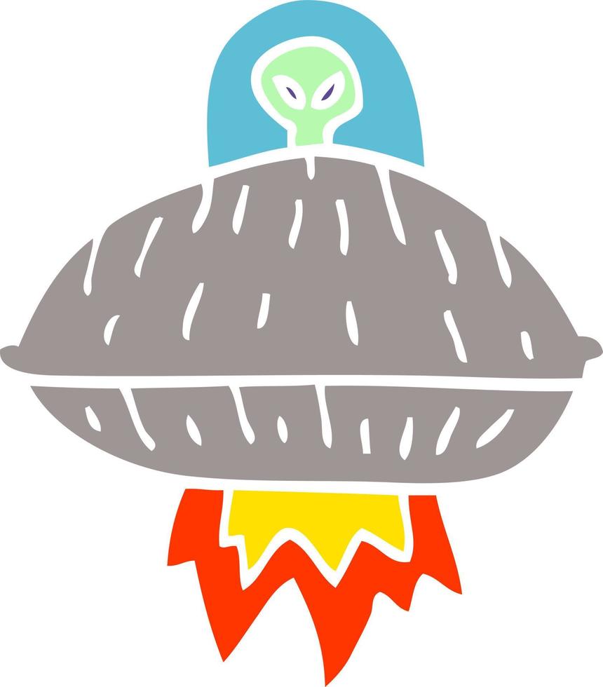 astronave aliena di doodle del fumetto vettore