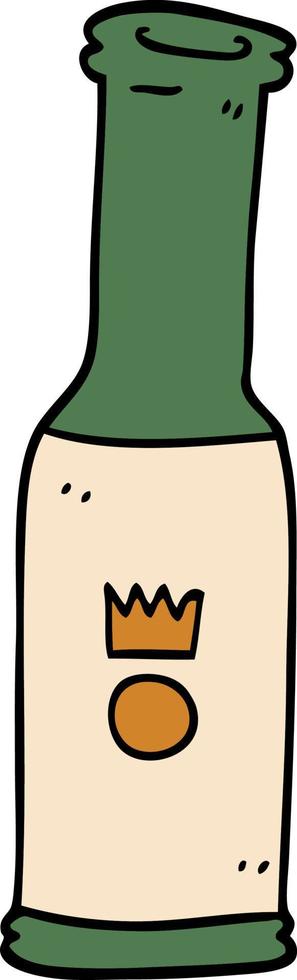 cartone animato scarabocchio birra bottiglia vettore