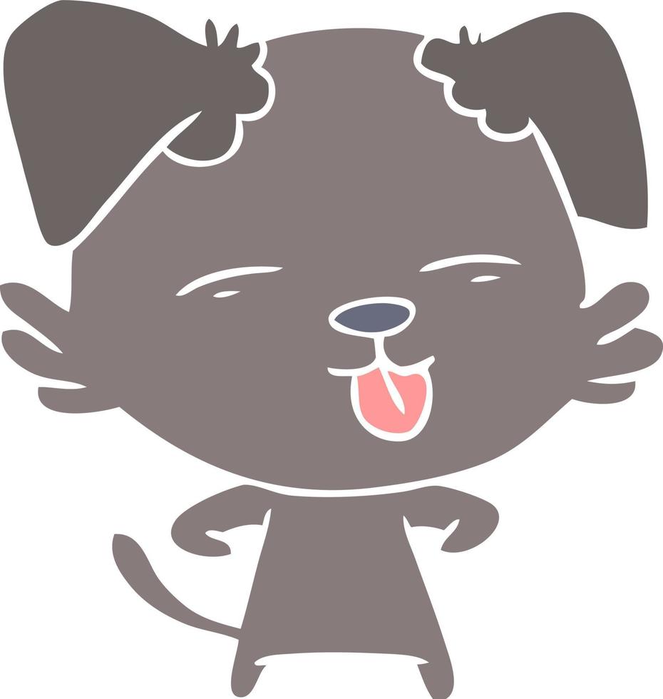 cane cartone animato stile colore piatto che sporge lingua vettore
