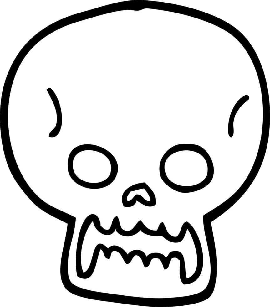 linea disegno cartone animato Halloween cranio vettore