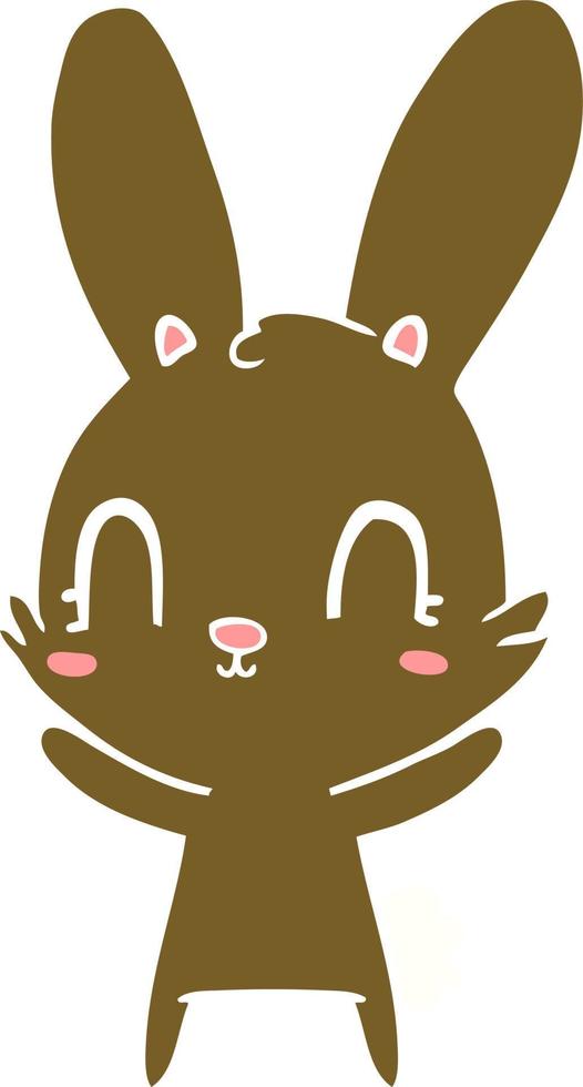 simpatico coniglio cartone animato stile colore piatto vettore