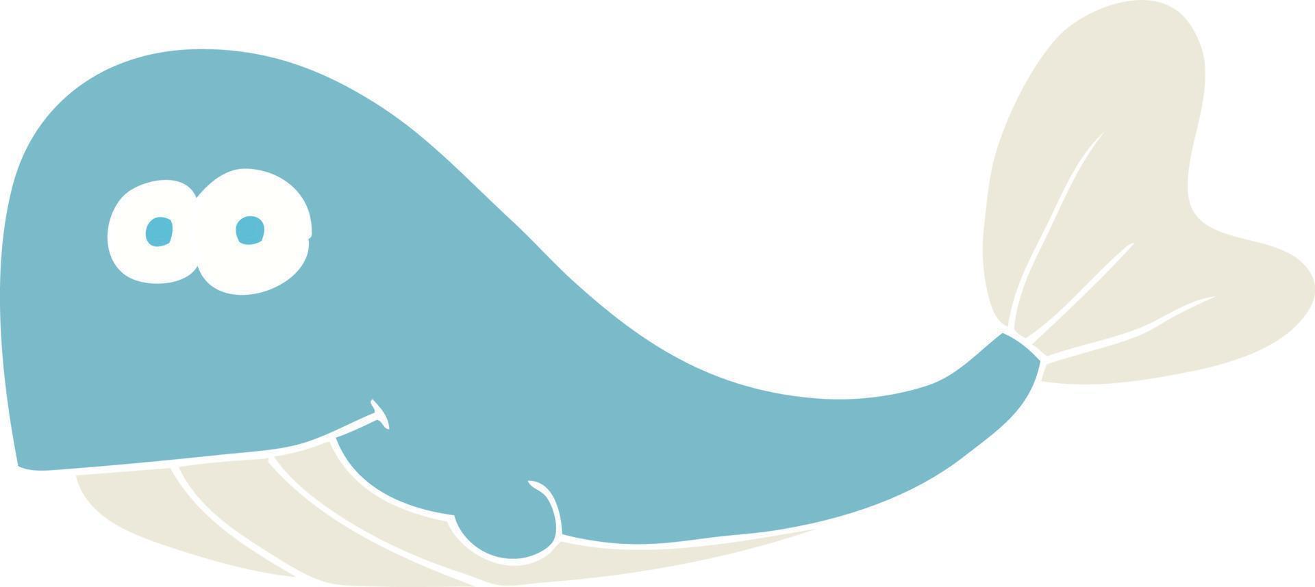 piatto colore illustrazione di un' cartone animato balena vettore