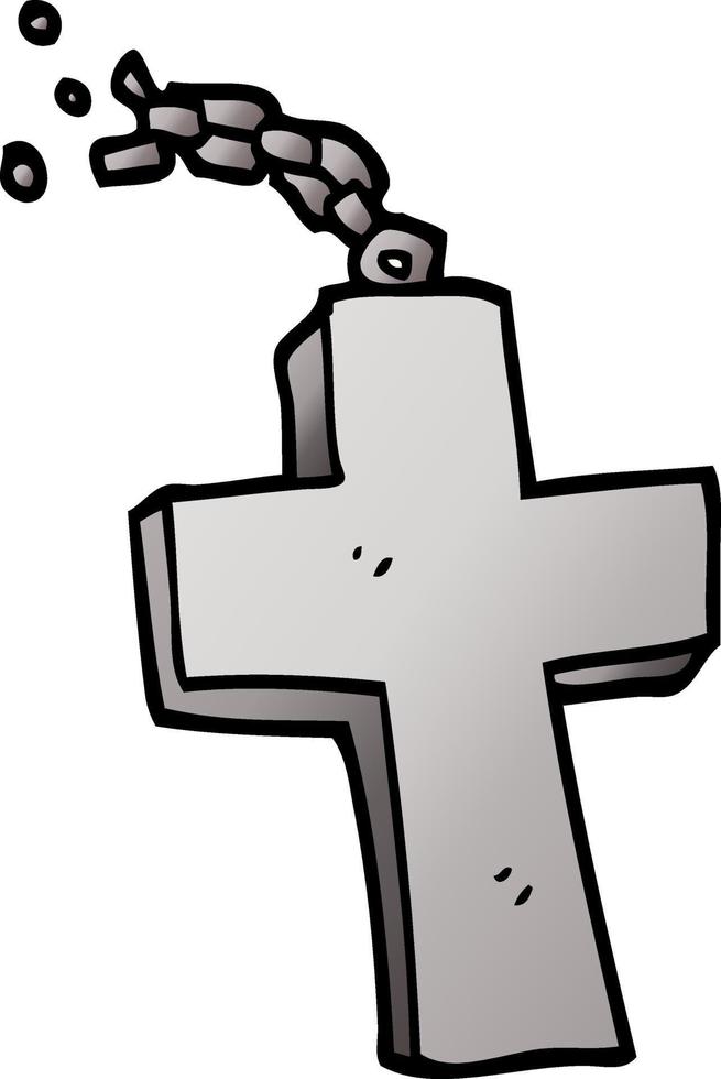 croce d'argento di doodle del fumetto vettore