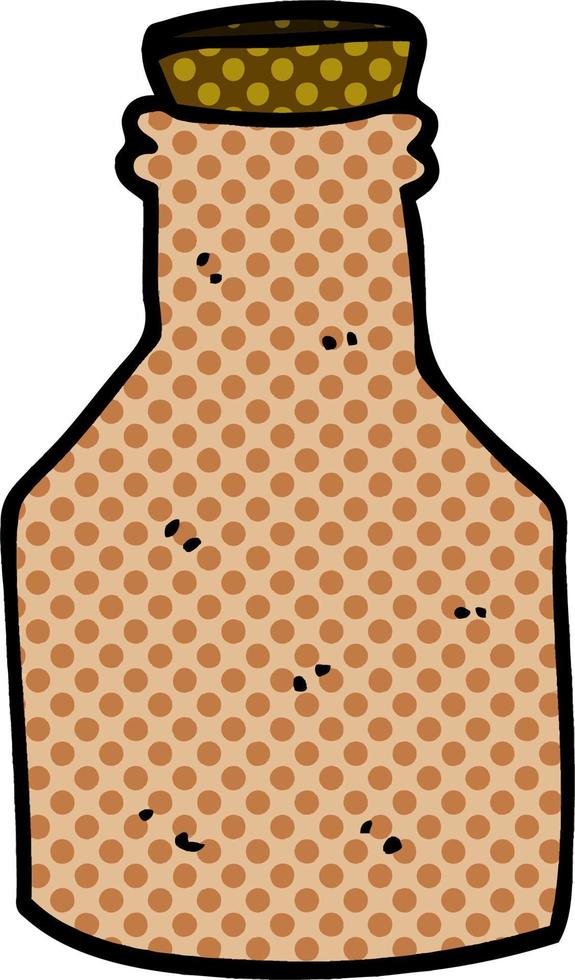 cartone animato doodle vecchia bottiglia di ceramica con sughero vettore