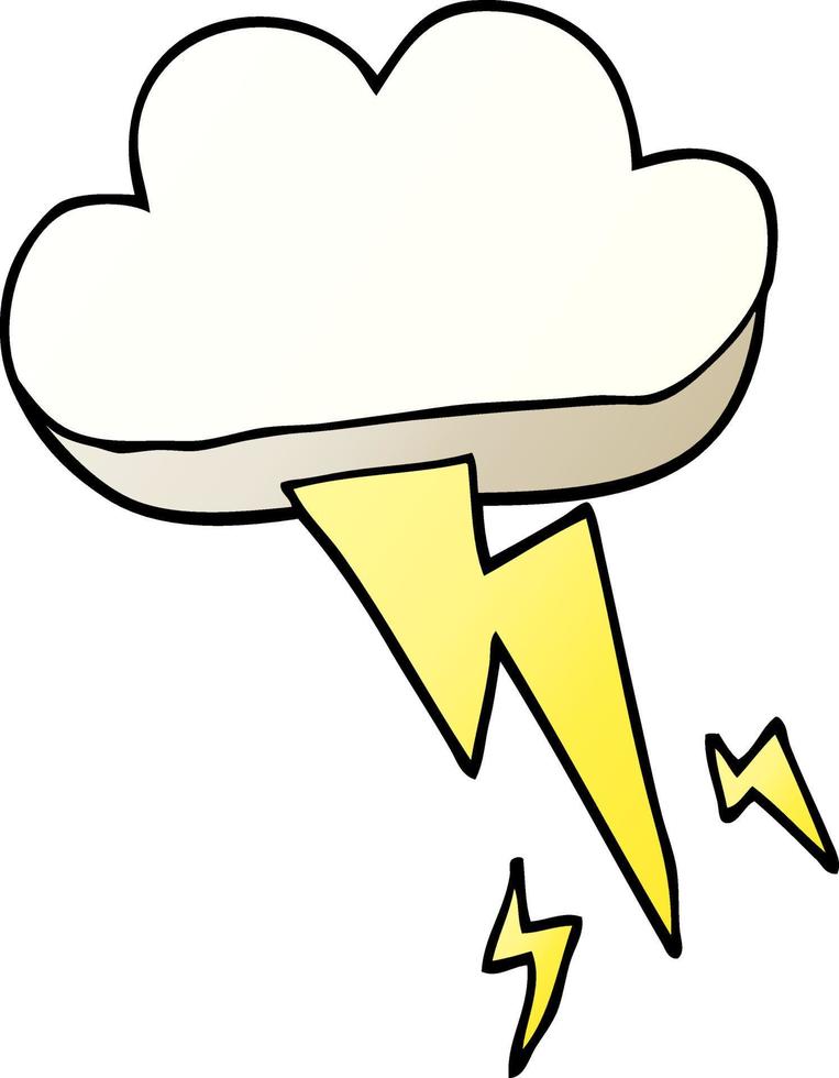 cartone animato scarabocchio nuvola temporalesca e fulmine vettore