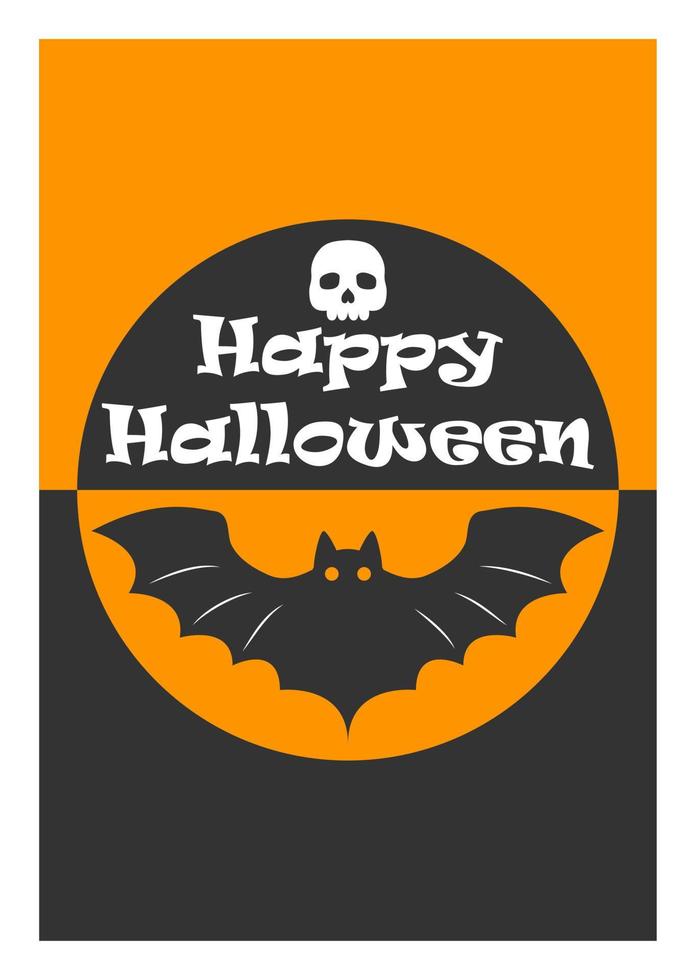 contento Halloween cartolina con pipistrello e cranio. vettore illustrazione