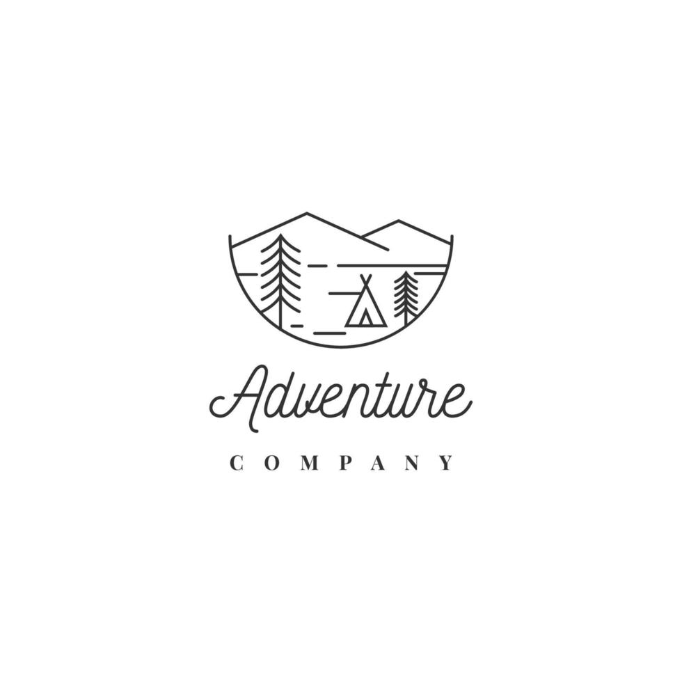 montagna campo avventura logo modello design vettore