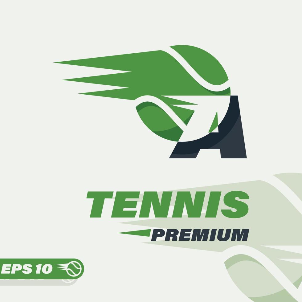 tennis palla alfabeto un' logo vettore